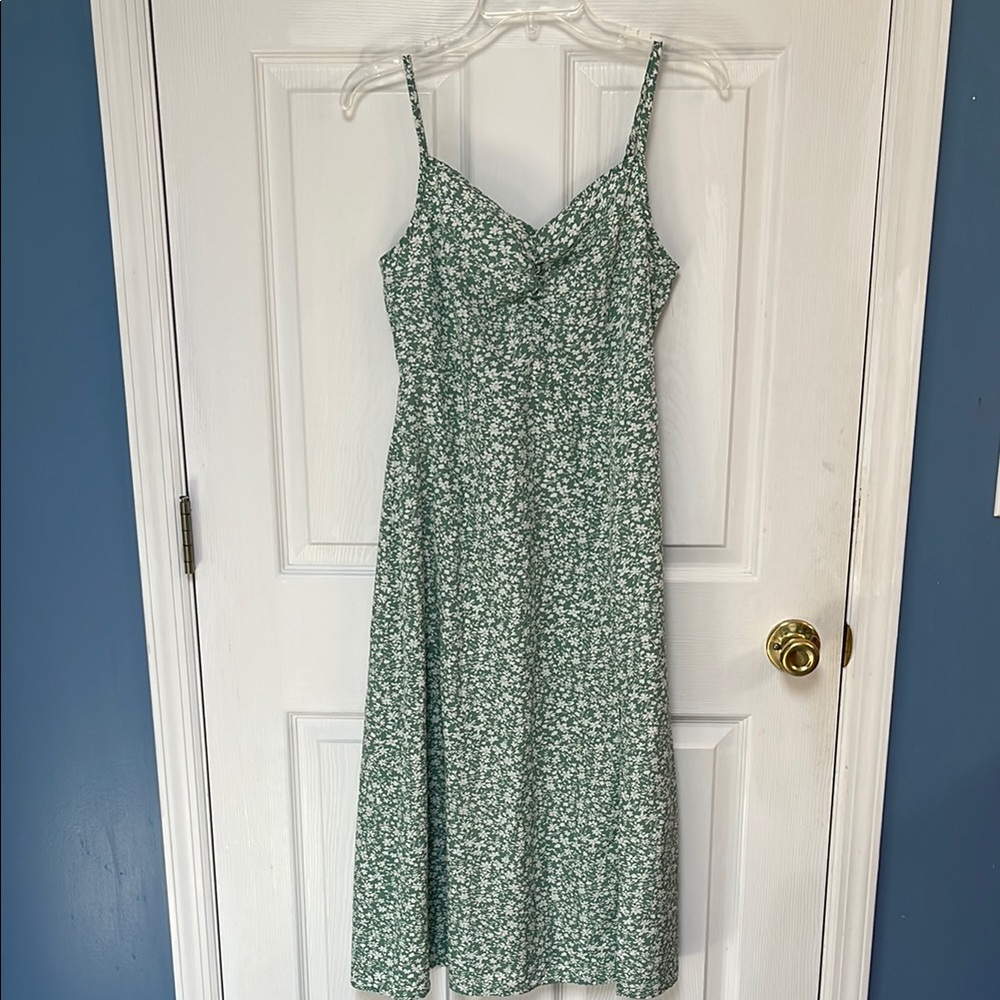 SHEIN Green Spaghetti Strap Sundress Midi with Slit